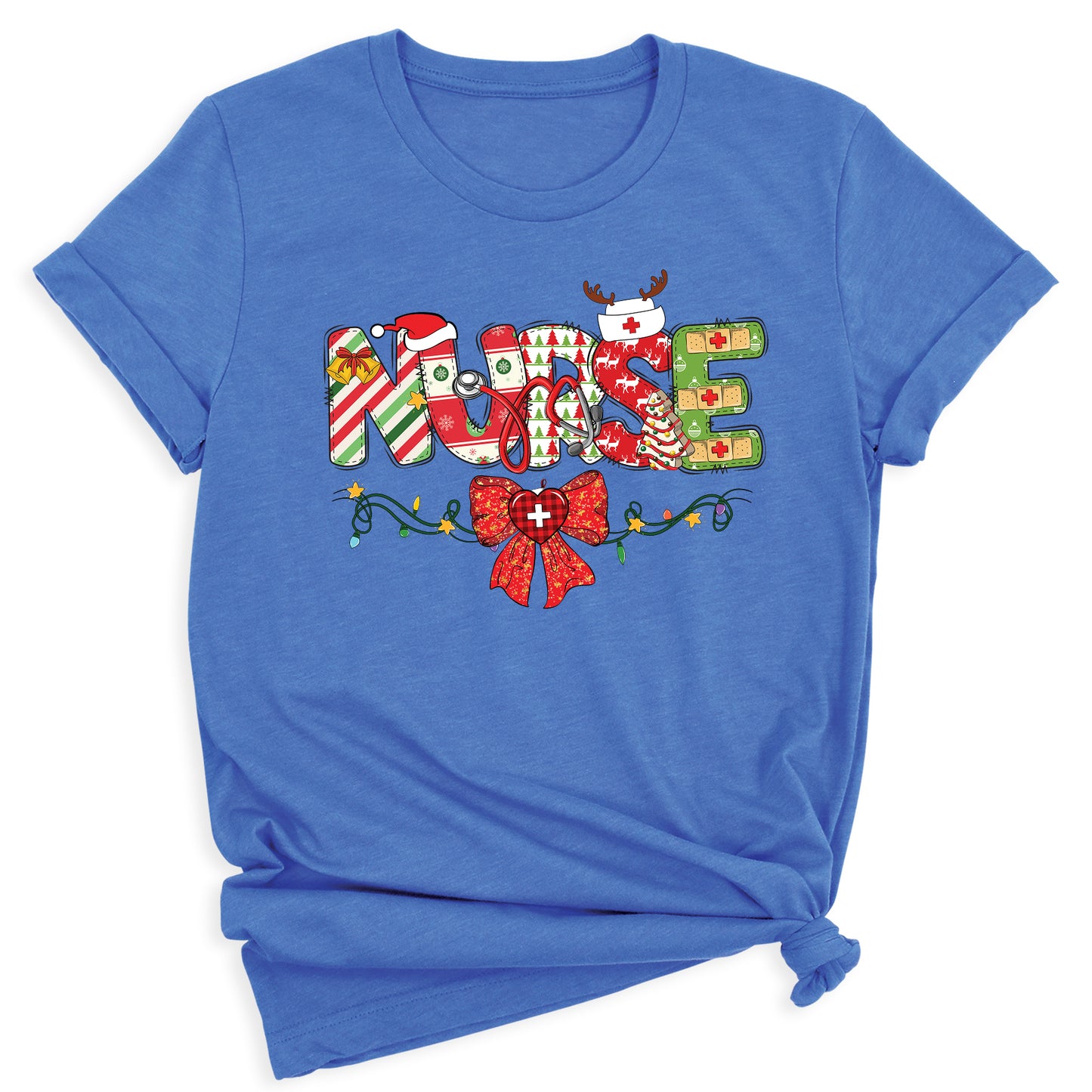 Christmas Nurse Shirt – Nursing Santa Hat Tee, Cute Xmas Bow Top, Nurse Appreciation Holiday Gift