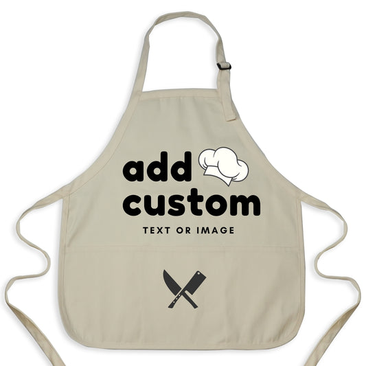 Custom Apron with Pockets – Personalized Chef Apron with Adjustable Strap & Custom Text or Image
