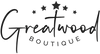 Logo of Greatwood Boutique with stars around the text on a white background