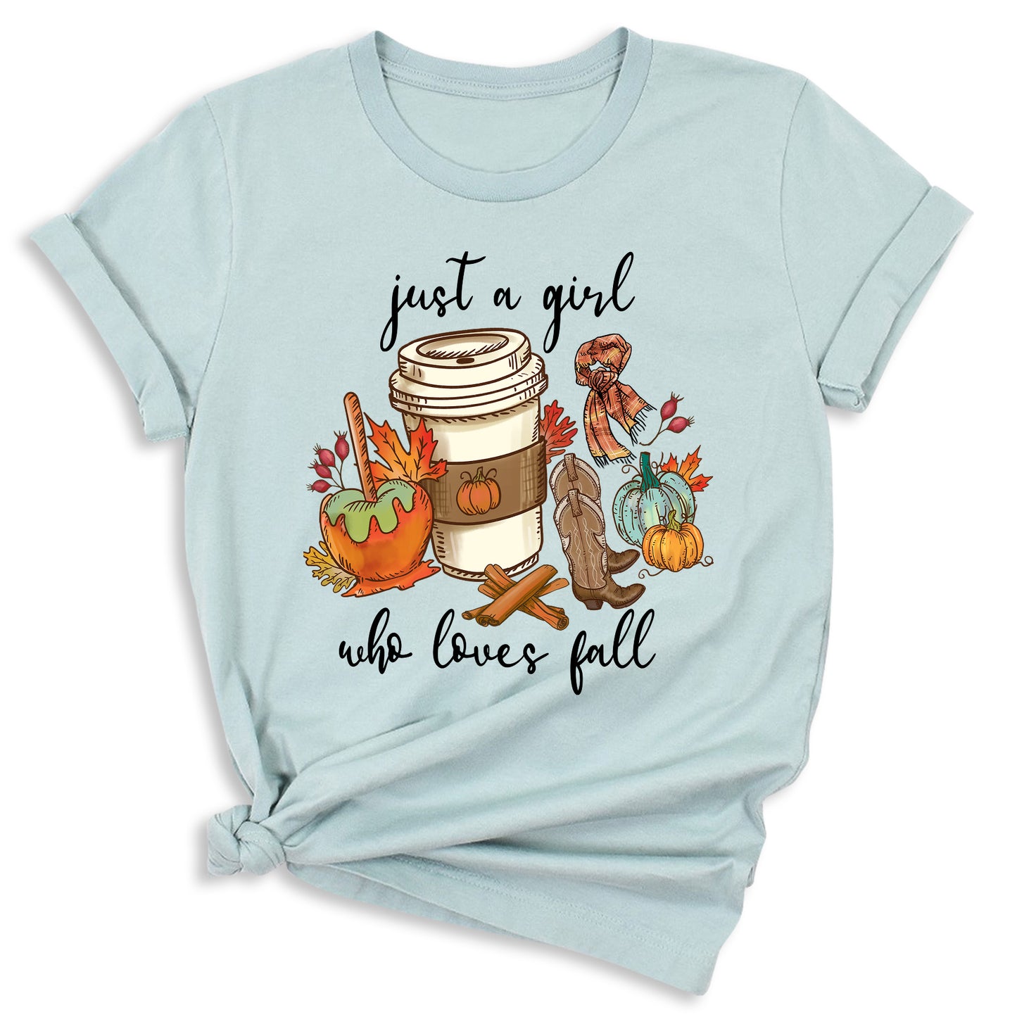 Just a Girl Who Loves Fall Shirt β Cute Pumpkin Autumn Vibes Tee