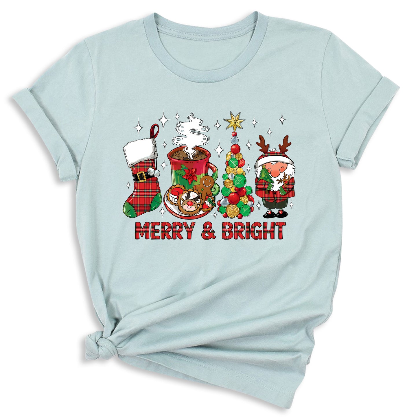Merry and Bright Christmas Shirt – Women’s Holiday Tree Tee
