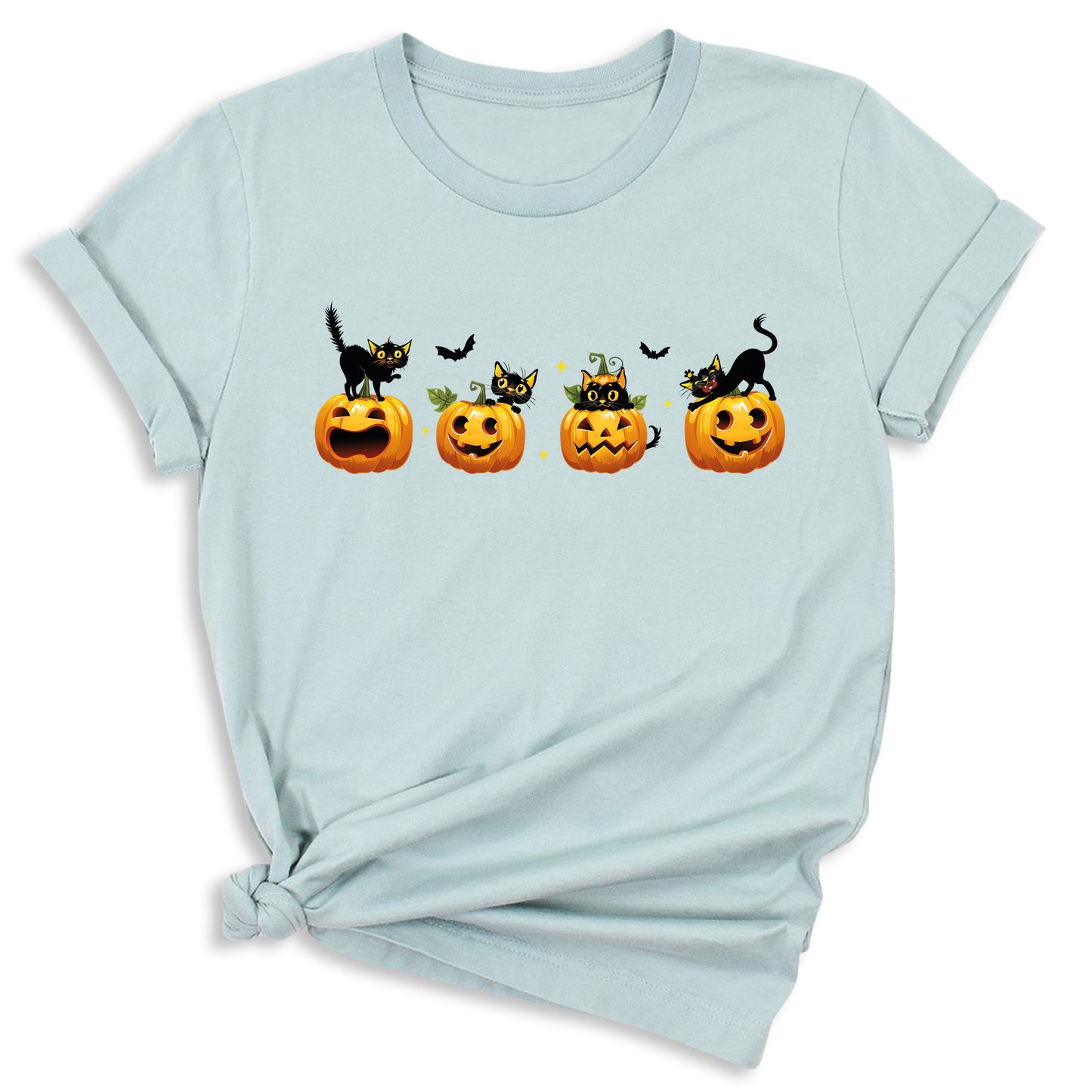 Halloween Pumpkin Cat Shirt โ Cute Fall Shirt, Pumpkin Face Tee, Spooky Season Shirt for Halloween Party & Autumn Outfits
