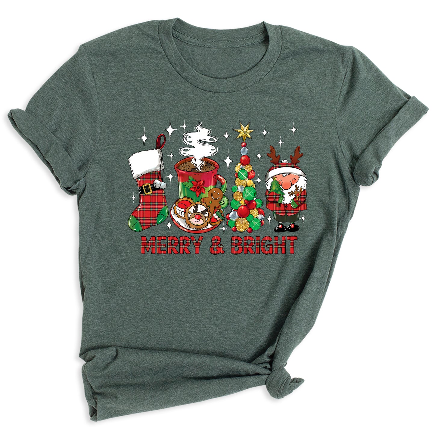Merry and Bright Christmas Shirt – Women’s Holiday Tree Tee