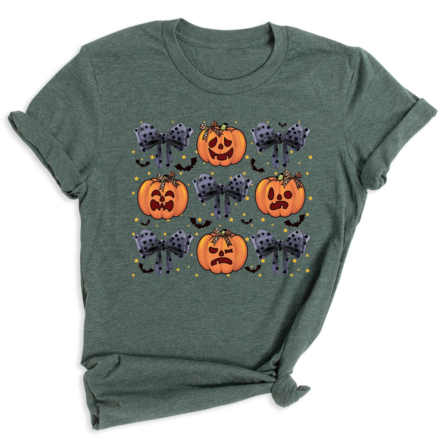 Funny Halloween Pumpkin Face Shirt – Coquette Bow Spooky Season Tee