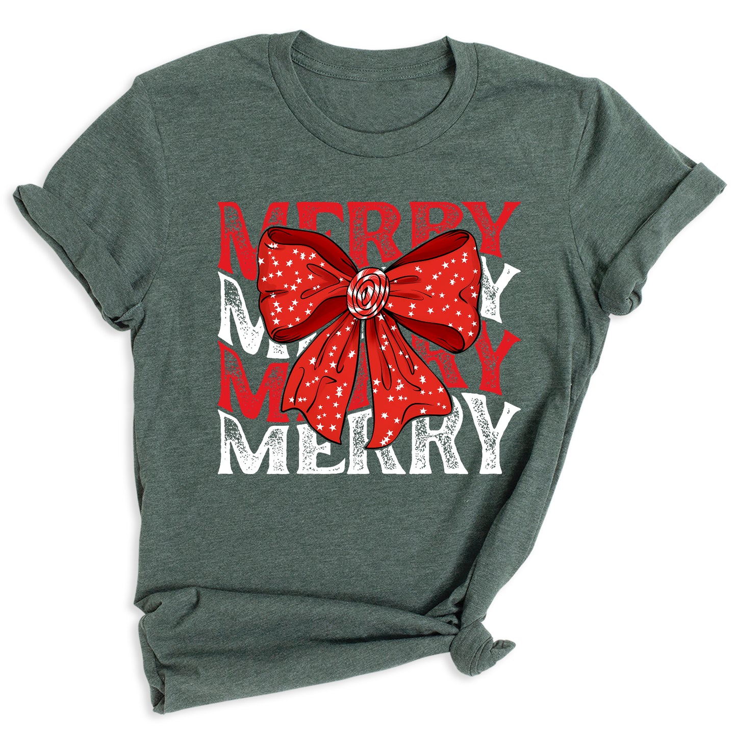 Merry Christmas Bow Shirt β Cute Coquette Holiday Tee for Women & Girls, Festive Family Xmas Top