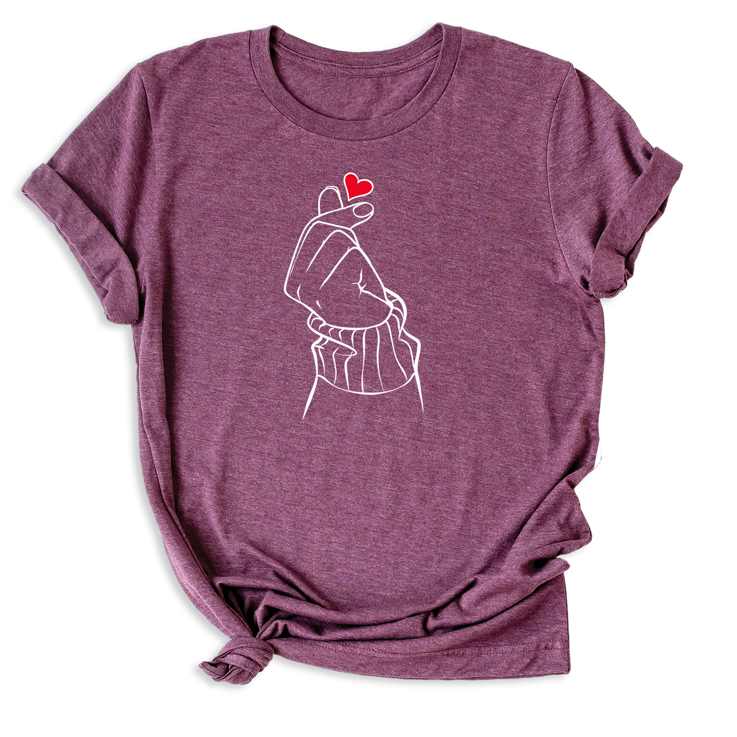 heather maroon korean finger heart t shirt