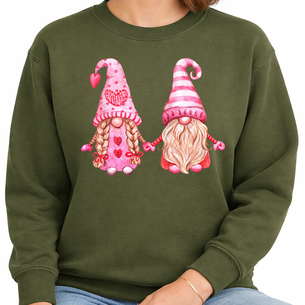 Pink Gnomes Valentine Sweatshirt – Cute Heart Couple Sweater