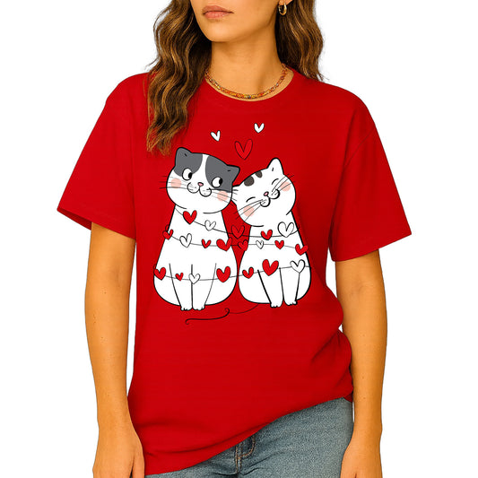 Valentine’s Day Cat Shirt for Couples – Cute Cats with Hearts Tee