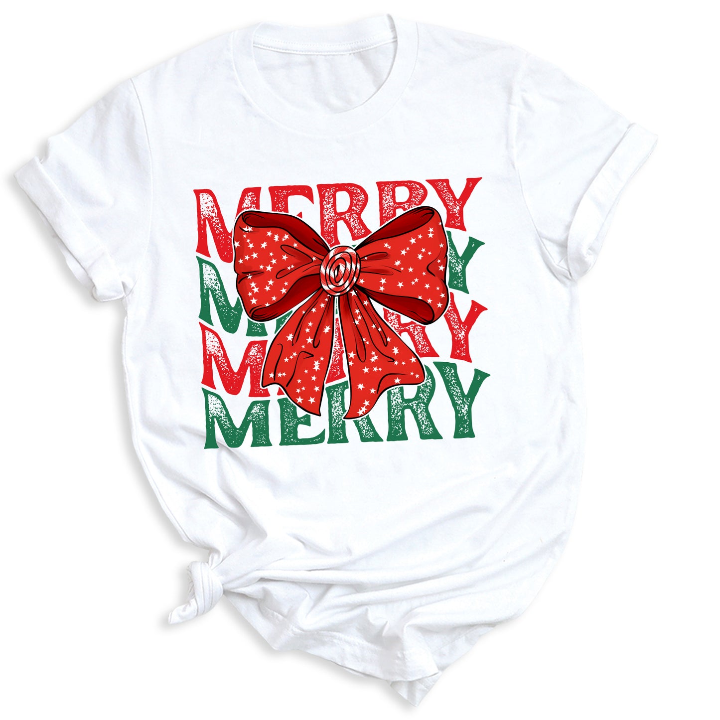 Merry Christmas Bow Shirt β Cute Coquette Holiday Tee for Women & Girls, Festive Family Xmas Top