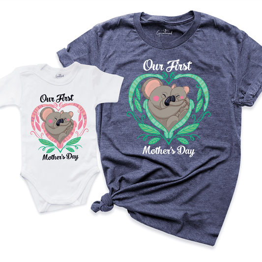 Our First Mother's Day Shirt Navy -Greatwood Boutique