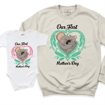 Our First Mother's Day Sweatshirt Sand -Greatwood Boutique