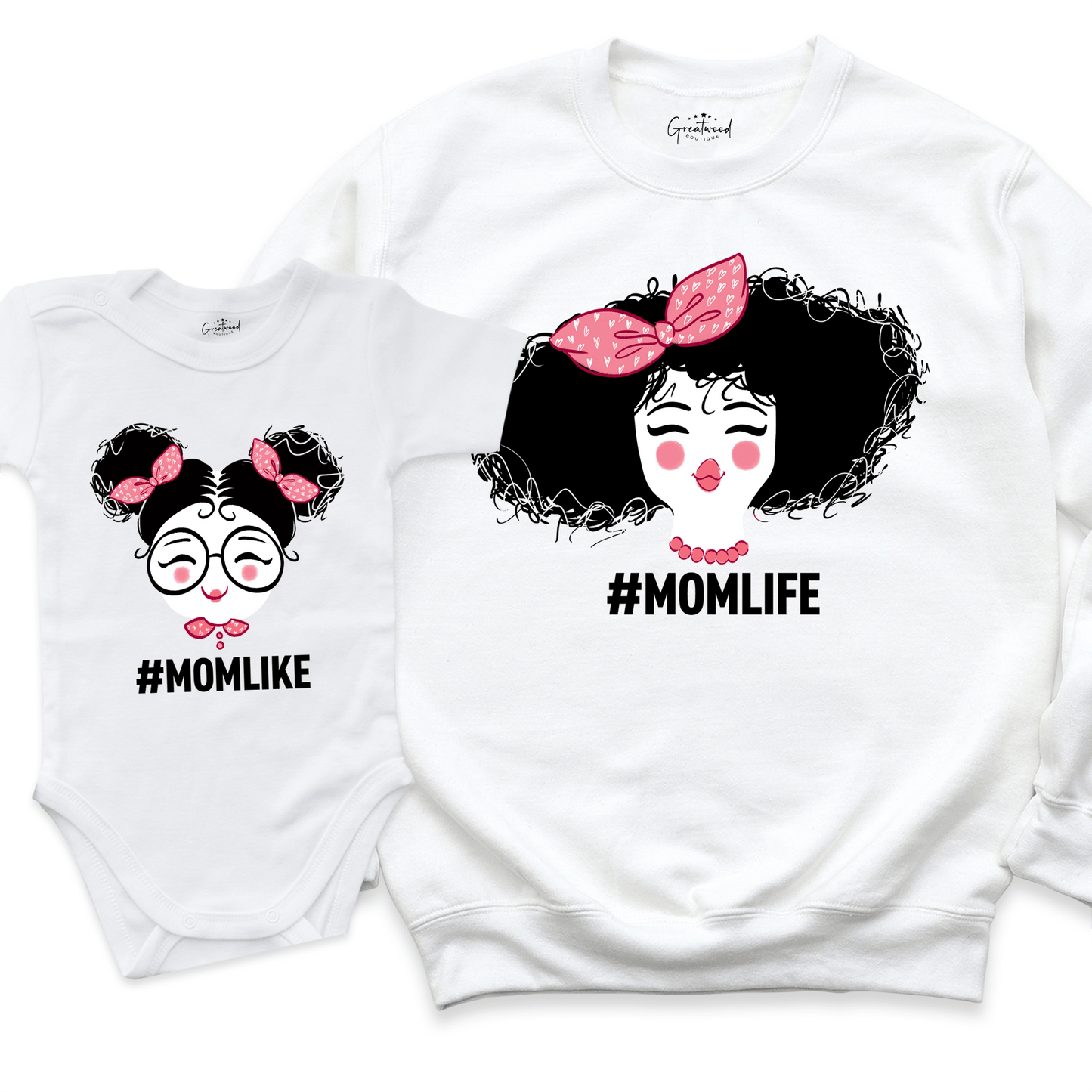 Mom Daughter Sweatshirt White - Greatwood Boutique