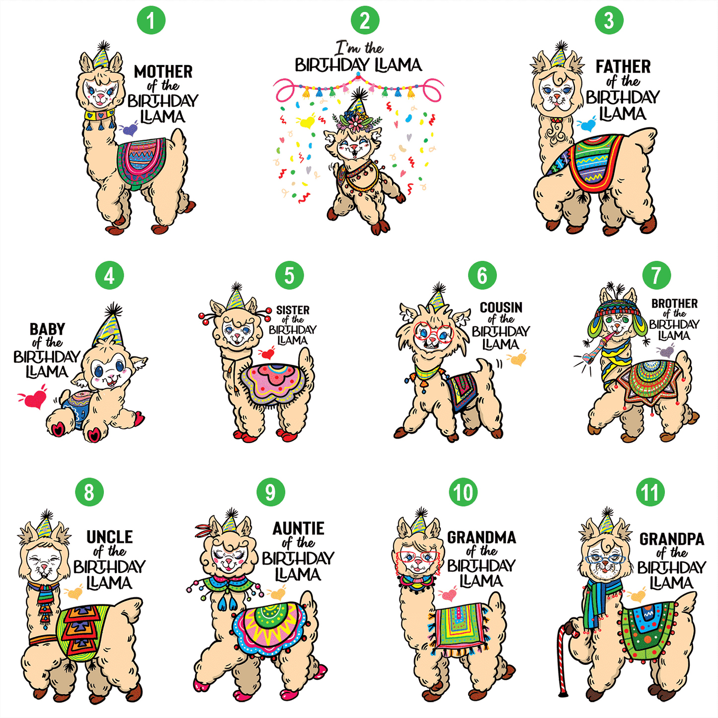 Llama Family Birthday Shirt Charter - Greatwood Boutique