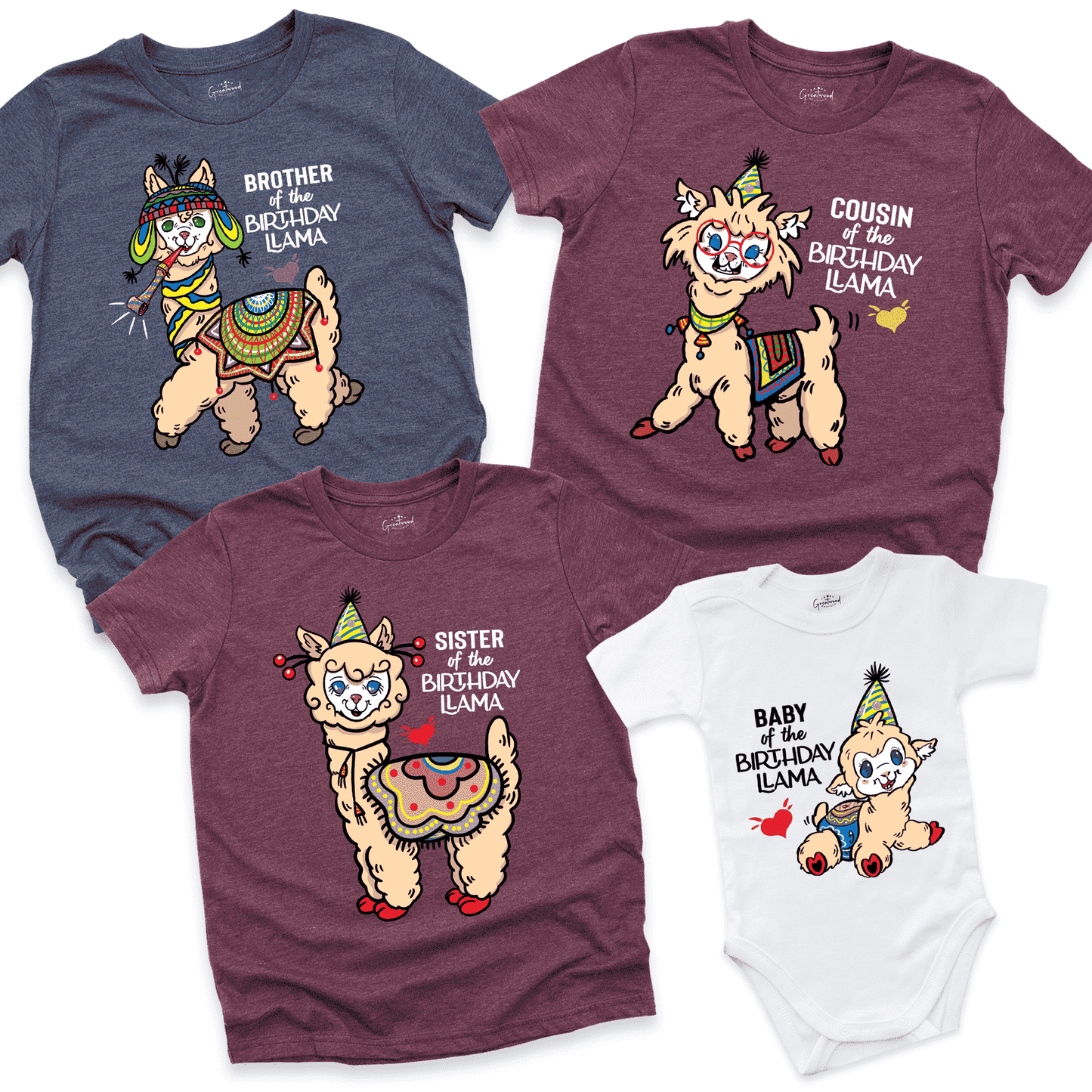 Llama Family Birthday Shirt Navy - Greatwood Boutique