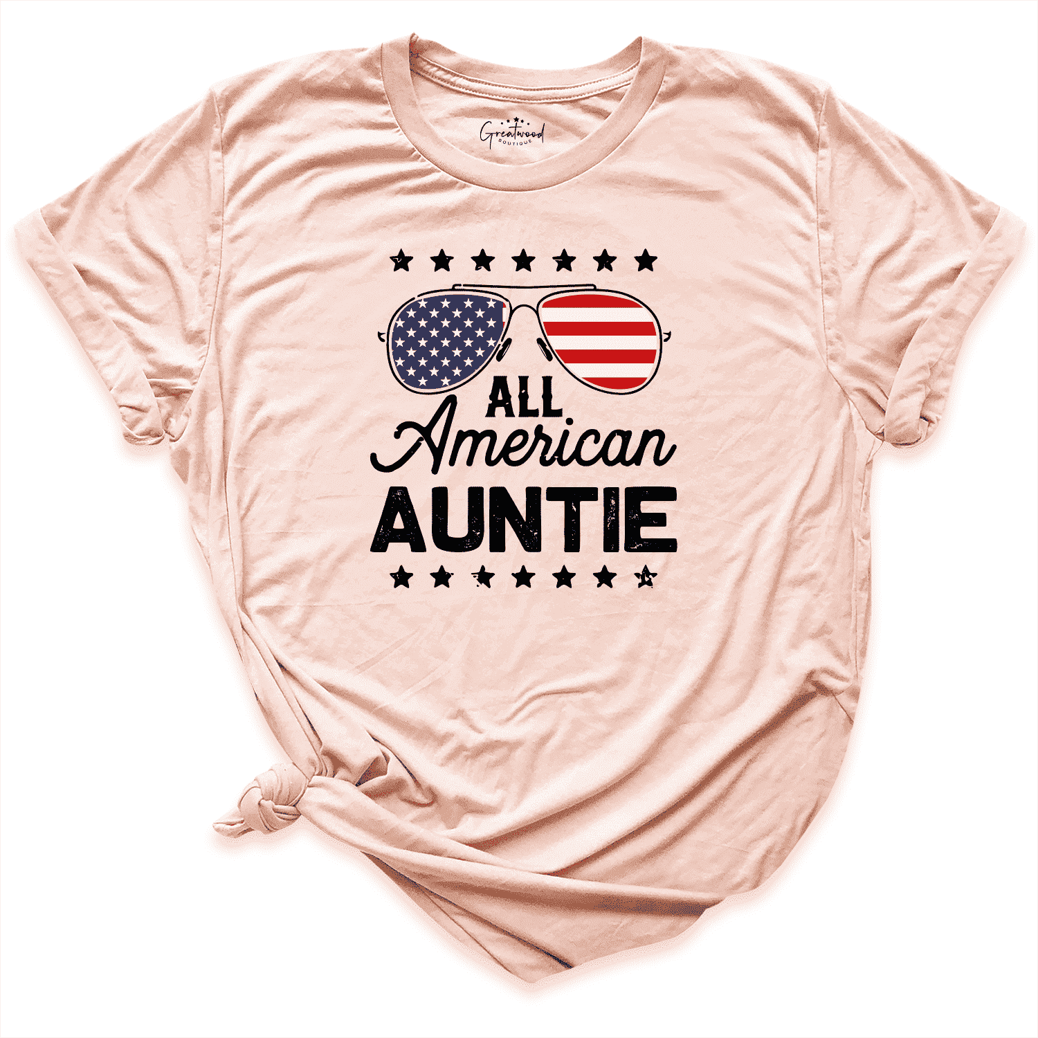 All American Auntie Shirt Peach - Greatwood Boutique