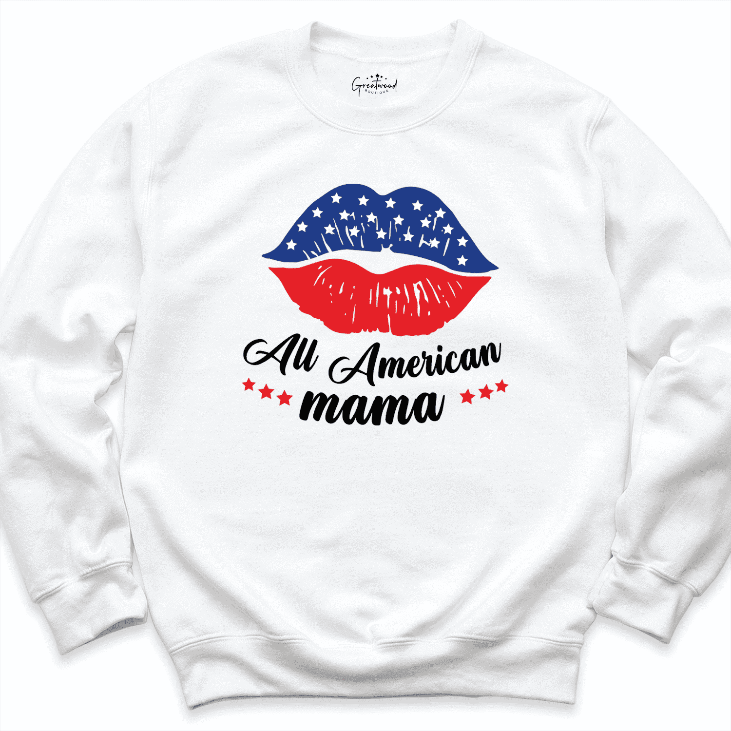 American Mama Lips Kiss Shirt White - Greatwood Boutique