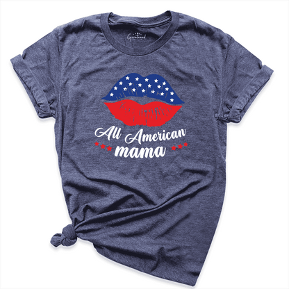 American Mama Lips Kiss Shirt Navy - Greatwood Boutique