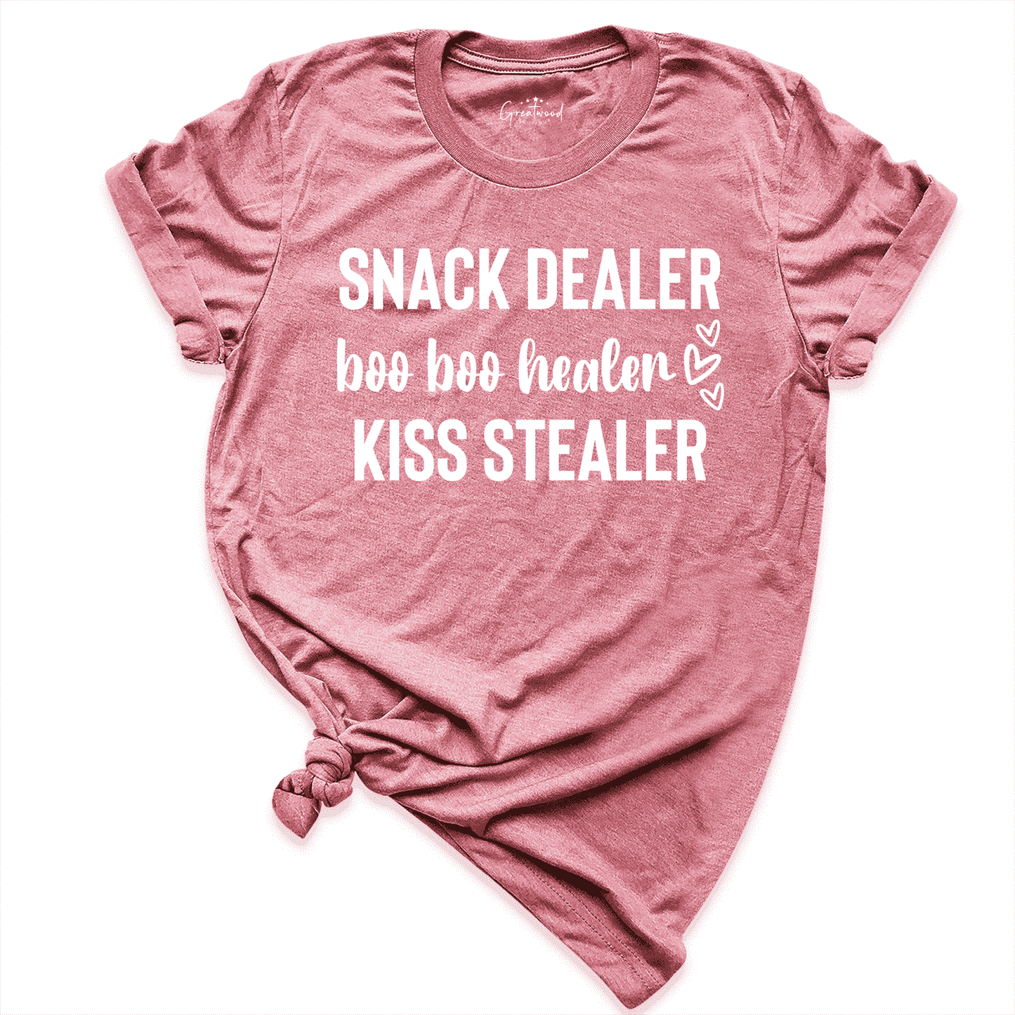 Snack Dealer BooBoo Healer Kiss Stealer Shirt Mauve - Greatwood Boutique