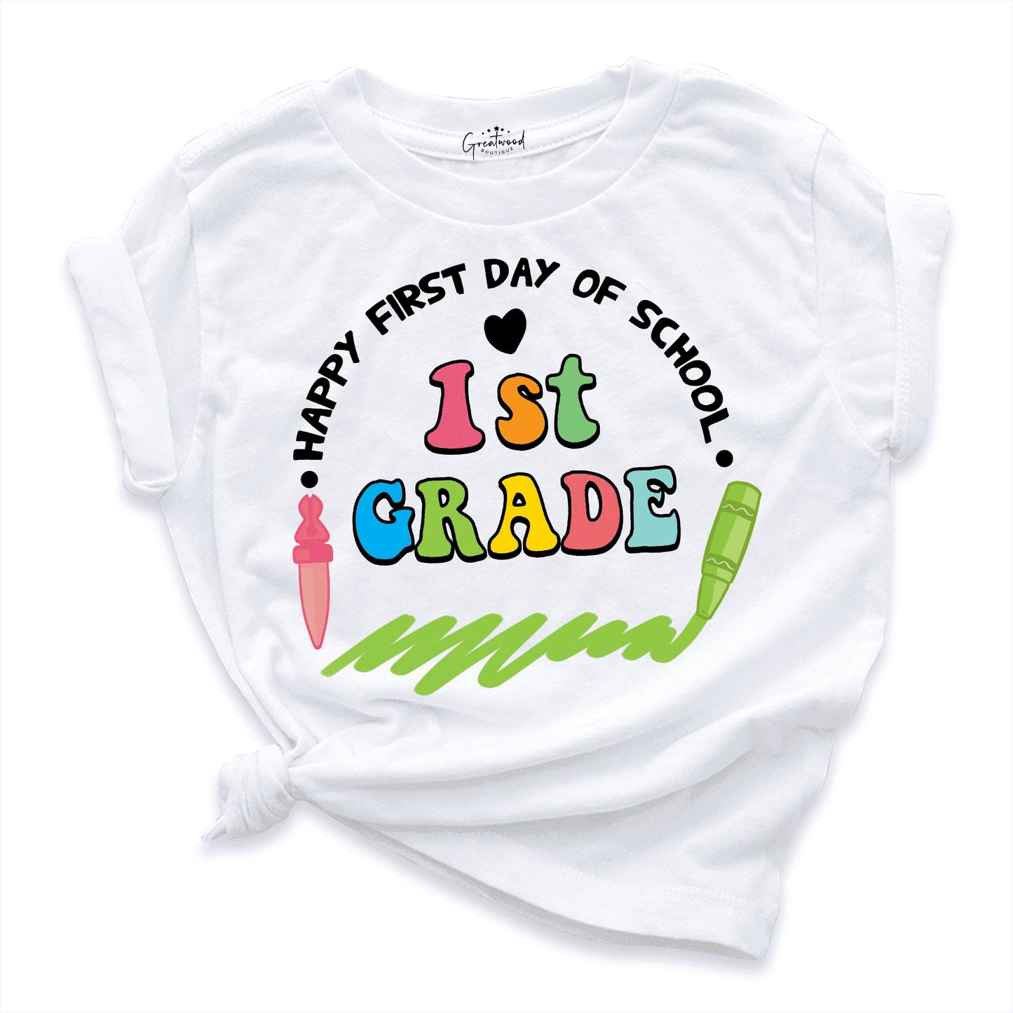 Happy First Day Of School 1st Grade Shirt White - Greatwood Boutique