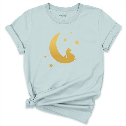 Cat And Moon Shirt Blue - Greatwood Boutique