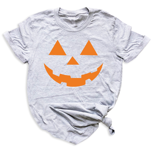 Pumpkin Face Halloween T-Shirt | Cute Orange Jack O’Lantern Tee for Women & Couples