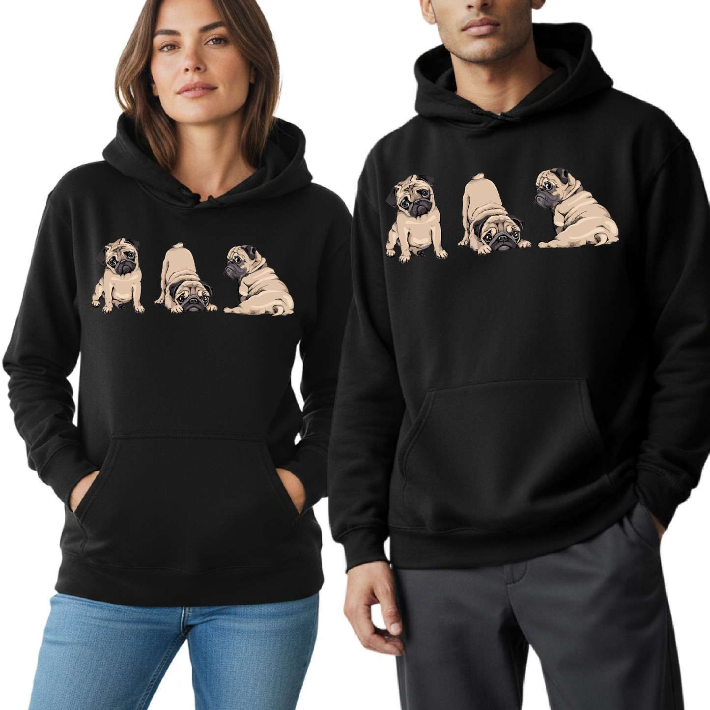 Pug Lover Hoodie – Cute Dog Hoodie for Women & Men | Cozy Pug Dog Hooded Sweatshirt | Dog Mom Gift | Animal Lover Hoodie