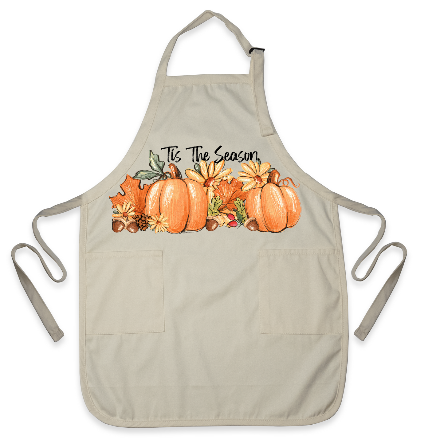 Tis The Season Pumpkin Thanksgiving Apron – Cute Fall Apron for Women & Men
