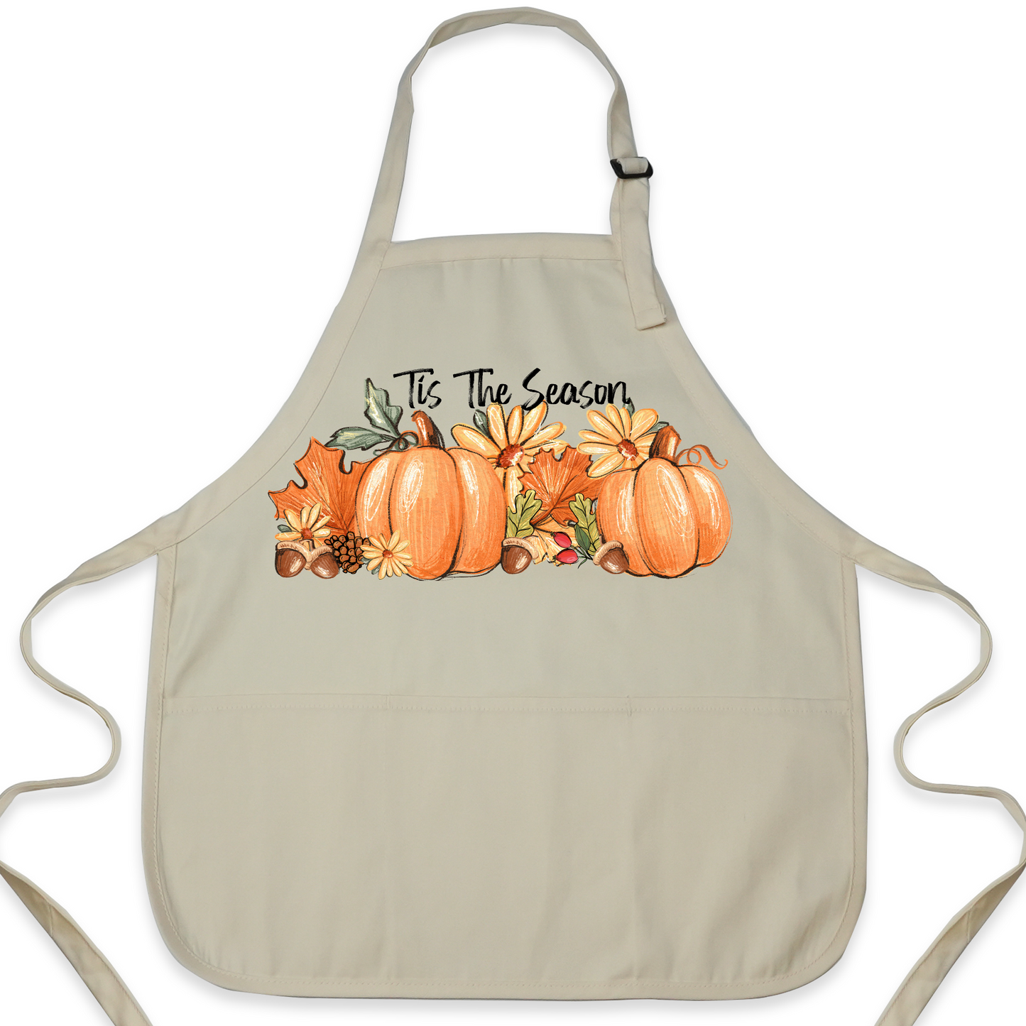 Tis The Season Pumpkin Thanksgiving Apron – Cute Fall Apron for Women & Men