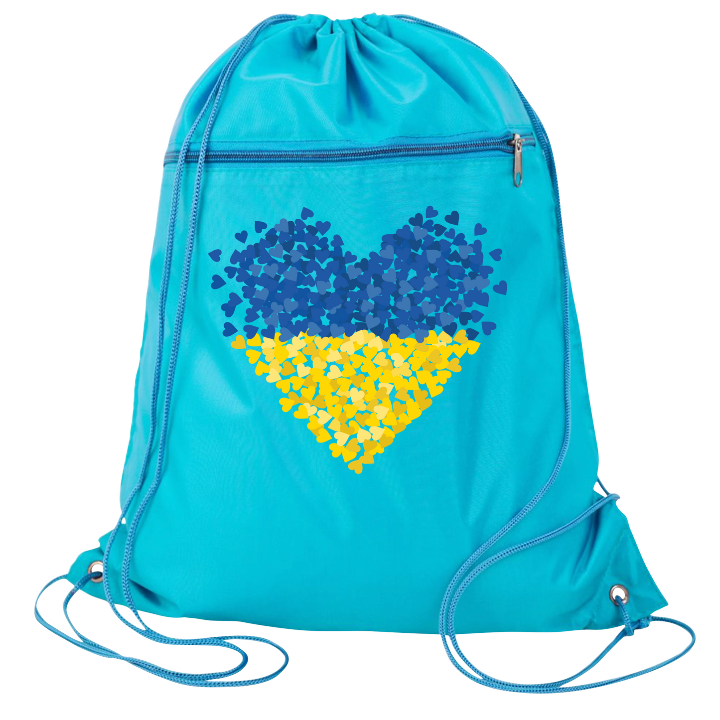Ukraine Flag Heart Drawstring Backpack – Support Ukraine Gift Bag, Freedom & Peace Cinch Pack