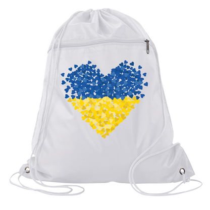 Ukraine Flag Heart Drawstring Backpack – Support Ukraine Gift Bag, Freedom & Peace Cinch Pack