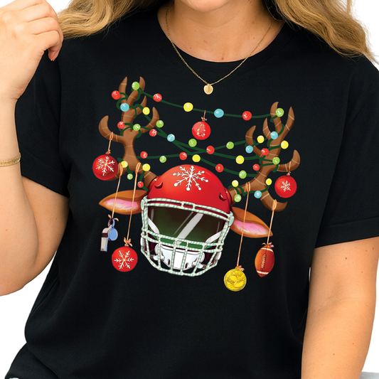Football Christmas Shirt – Sports Xmas Lights Tee for Game Day