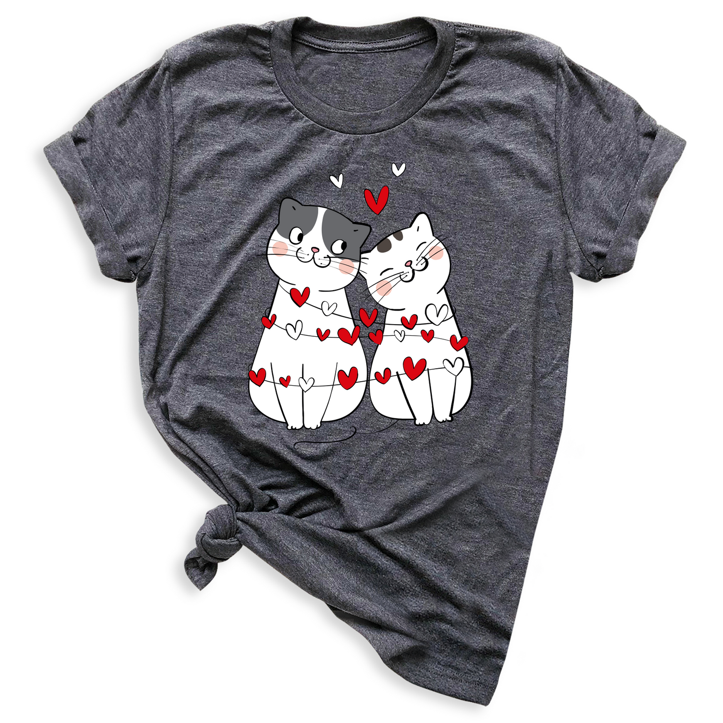 Valentine’s Day Cat Shirt for Couples – Cute Cats with Hearts Tee