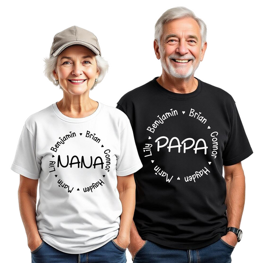 Personalized Nana Papa Shirt with Kids Names Custom Mama & Dada Gift