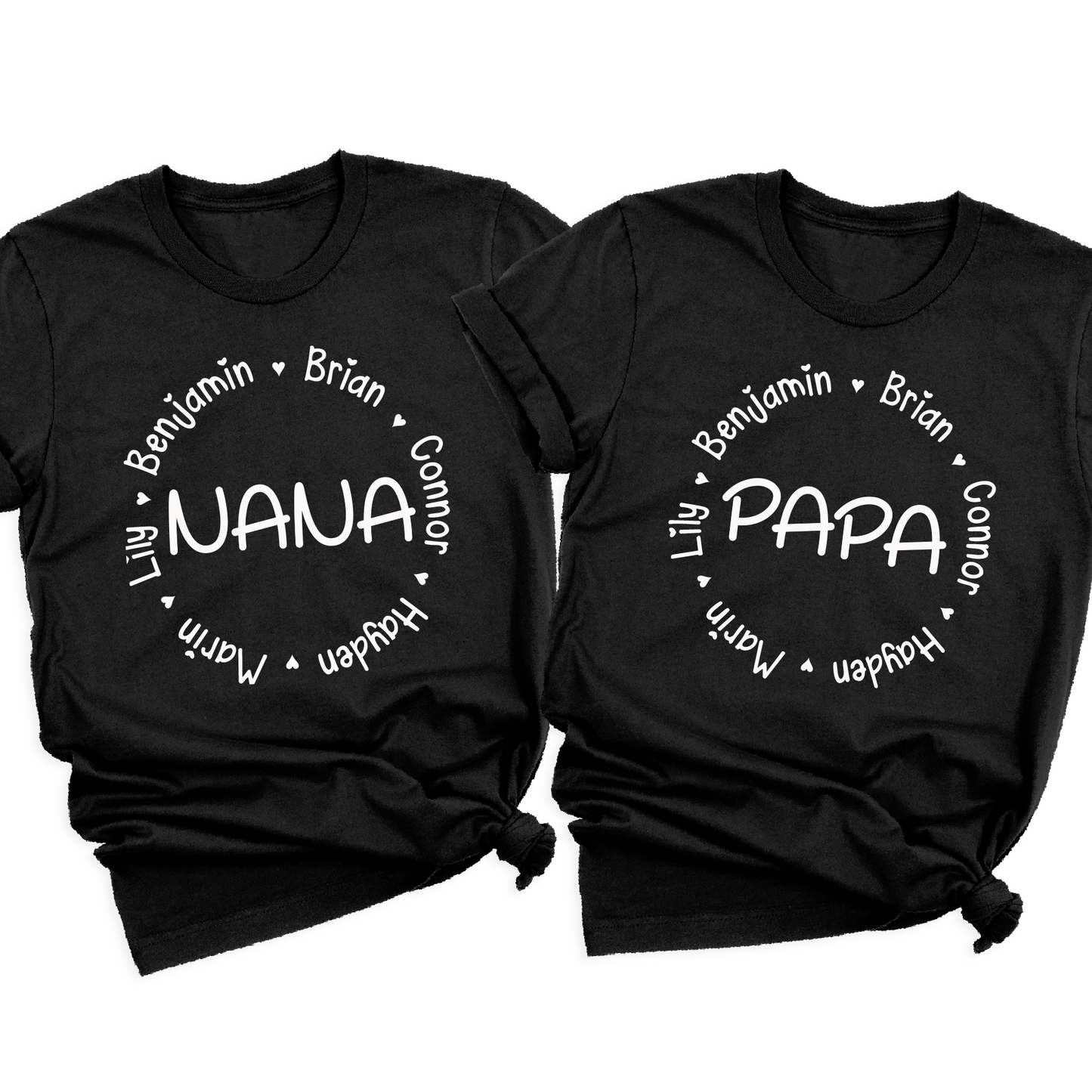 Personalized Nana Papa Shirt with Kids Names Custom Mama & Dada Gift