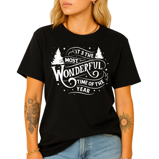 Most Wonderful Time of the Year Christmas T-Shirt – Holiday Graphic Tee, Winter Vacation & Family Matching Shirt