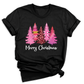 Merry Christmas Tree Shirt for Women – Pink Leopard Print Holiday Tee, Cute Winter Outfit, Ladies Christmas Party Top