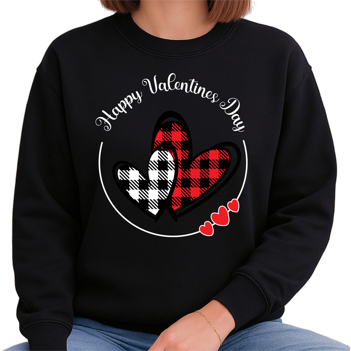 Happy Valentine’s Day Buffalo Plaid Heart Sweatshirt Gift