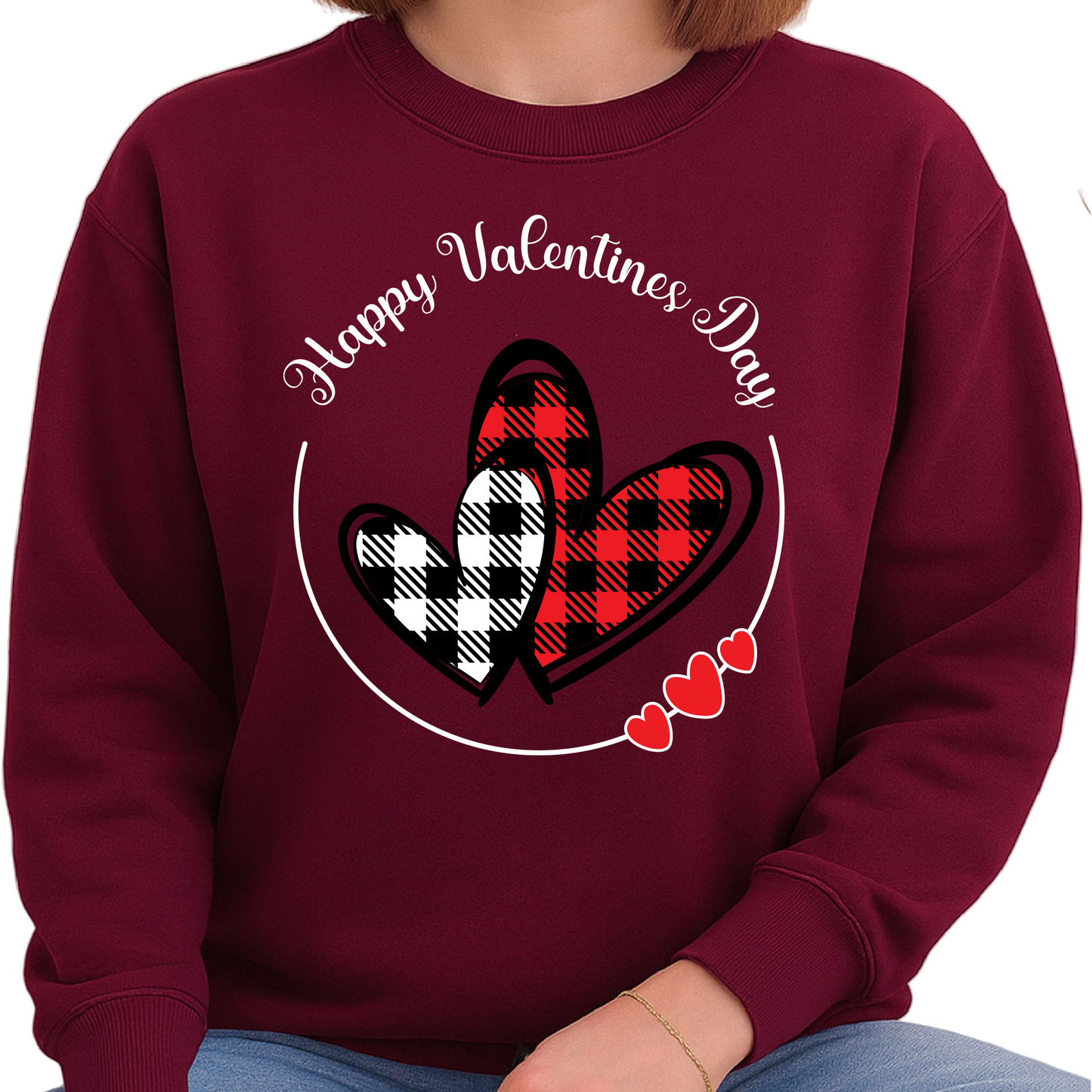 Happy Valentine’s Day Buffalo Plaid Heart Sweatshirt Gift