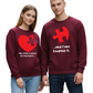 Matching Couple Valentine Puzzle Heart Sweatshirts His & Hers