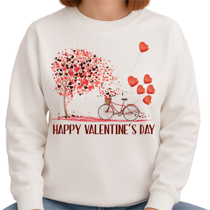 Happy Valentine’s Day Bicycle Heart Balloon Sweatshirt Gift