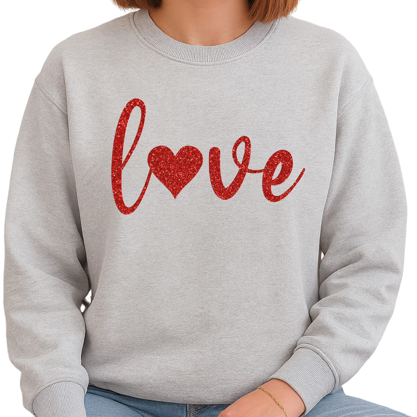Love Heart Glitter Valentine Sweatshirt Sparkly Love Sweater