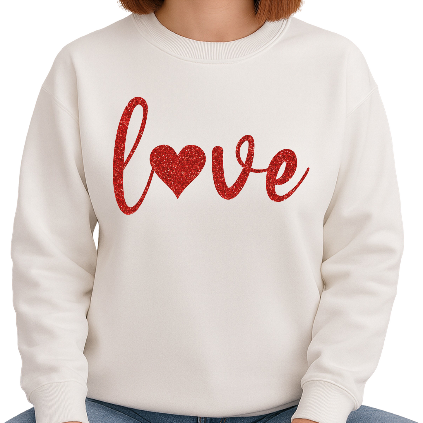 Love Heart Glitter Valentine Sweatshirt Sparkly Love Sweater