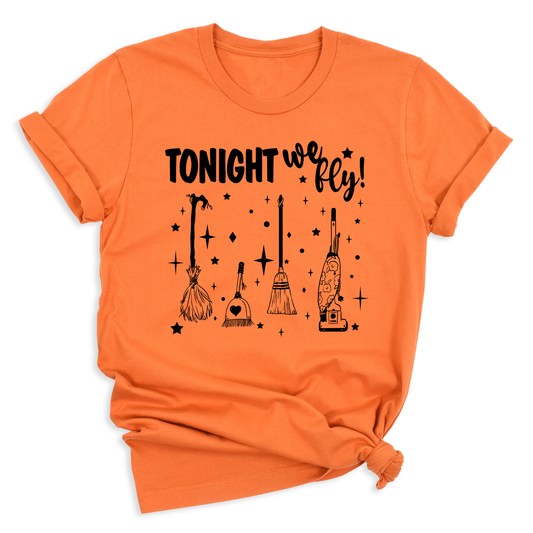 Tonight We Fly Witch Shirt – Funny Halloween Tee for Women Men, Spooky Season Top, Witch Humor Shirt, Fall Party Outfit, Witch Lover Gift