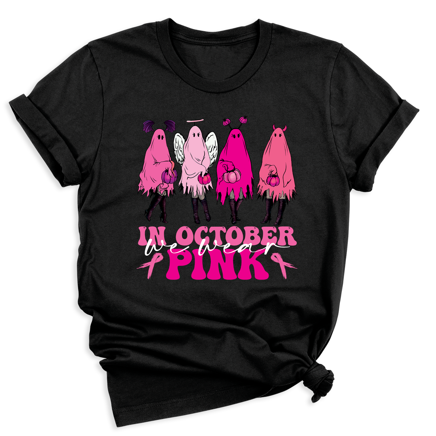 Breast Cancer Halloween Shirt – Pink Ghost Tee | Breast Cancer Awareness October Shirt