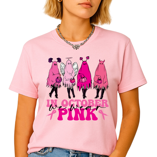 Breast Cancer Halloween Shirt – Pink Ghost Tee | Breast Cancer Awareness October Shirt