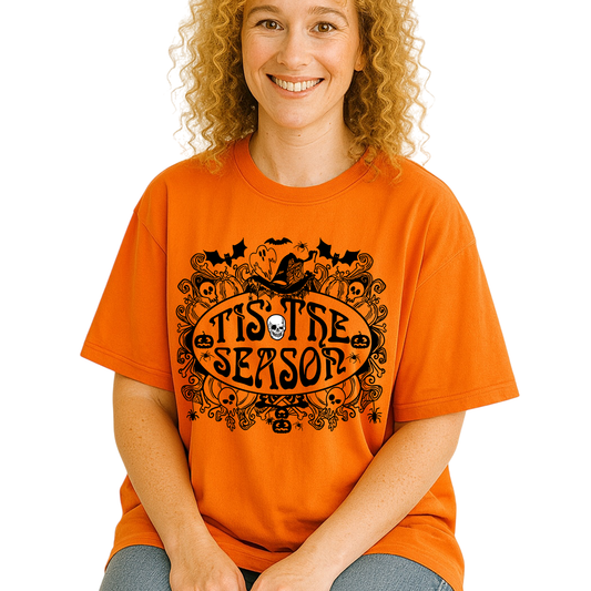 Tis the Season Halloween Shirt – Skull & Ghost Tee | Spooky Season Party Shirt