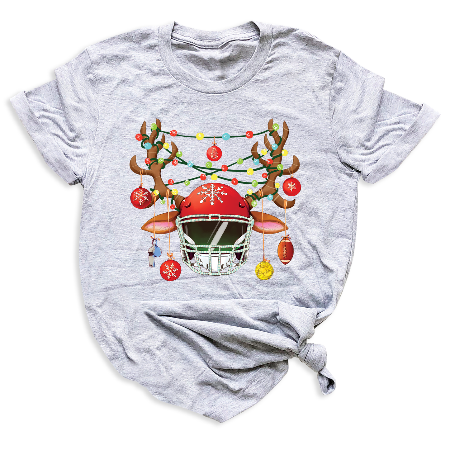 Football Christmas Shirt – Sports Xmas Lights Tee for Game Day