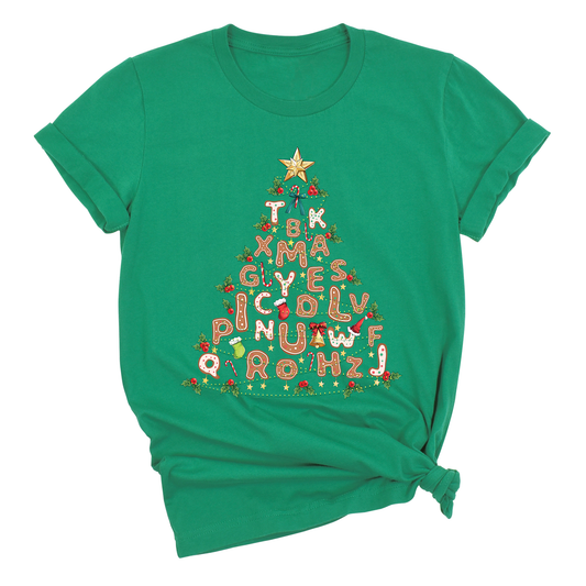 Alphabet Christmas Tree Shirt – Teacher Holiday Party Tee