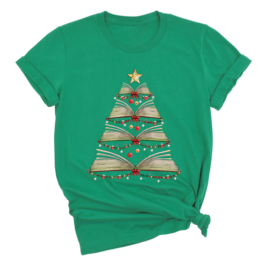 Books Tree Christmas Shirt – Book Lover Holiday Bookworm Tee