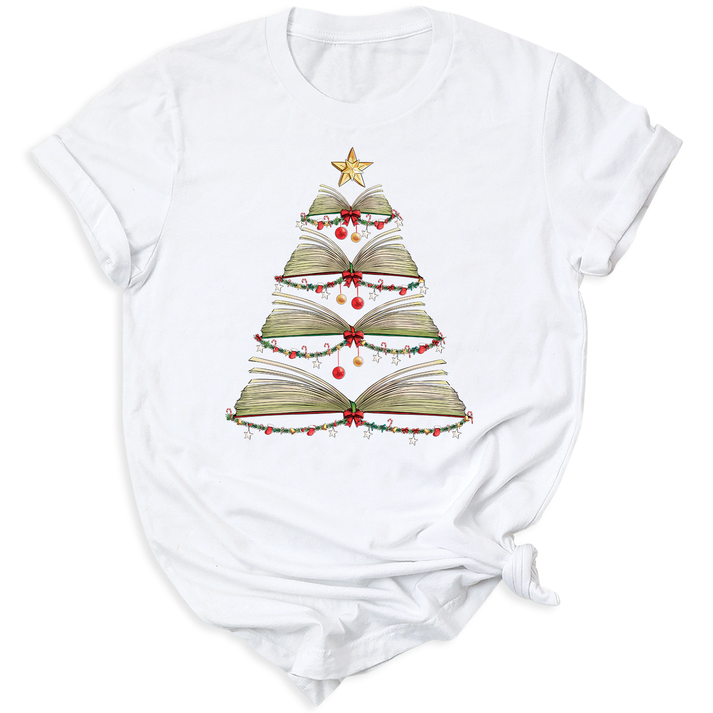 Books Tree Christmas Shirt – Book Lover Holiday Bookworm Tee